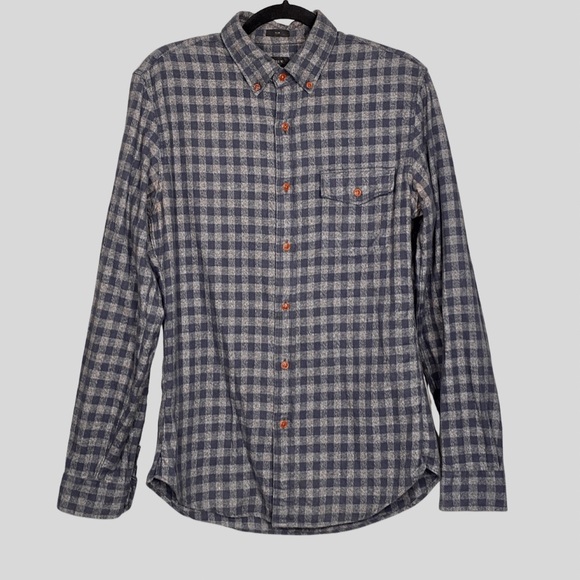 J. Crew Men’s Medium Slim Fit Flannel Grey / Blue - Picture 1 of 2
